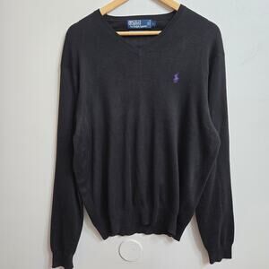 Polo Ralph Lauren Mens Vtg 90s Y2K Preppy Classic Pima Cotton V-Neck Sweater L